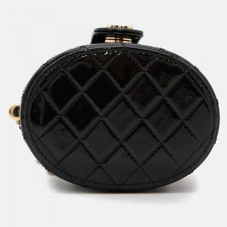 Pre Owned Chanel Mini Vanity Black Patent Leather Shoulder Bag