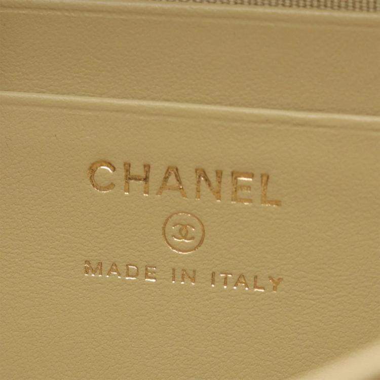 Pre Owned Chanel Pearl Crush Mini Beige Leather Crossbody Bag
