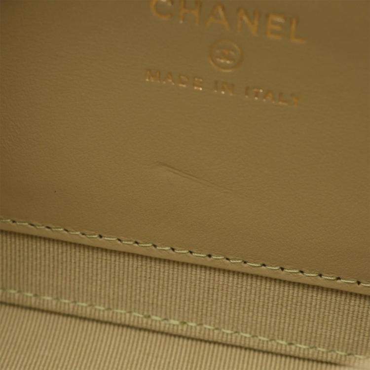 Pre Owned Chanel Pearl Crush Mini Beige Leather Crossbody Bag