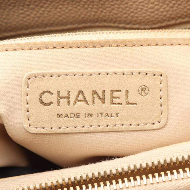 Pre Owned Chanel Matelasse Grand Shopping Gst Chain Tote Bag A50995 Leather Beige Ghw