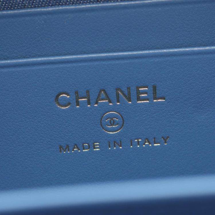 Pre Owned Chanel Matelasse Chain Shoulder Bag Denim Blue Ghw