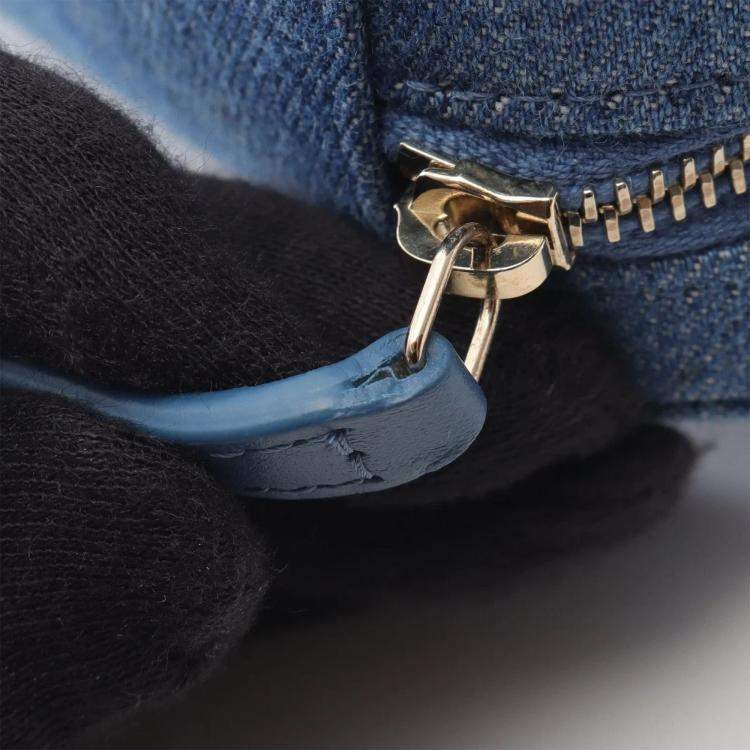 Pre Owned Chanel Matelasse Chain Shoulder Bag Denim Blue Ghw