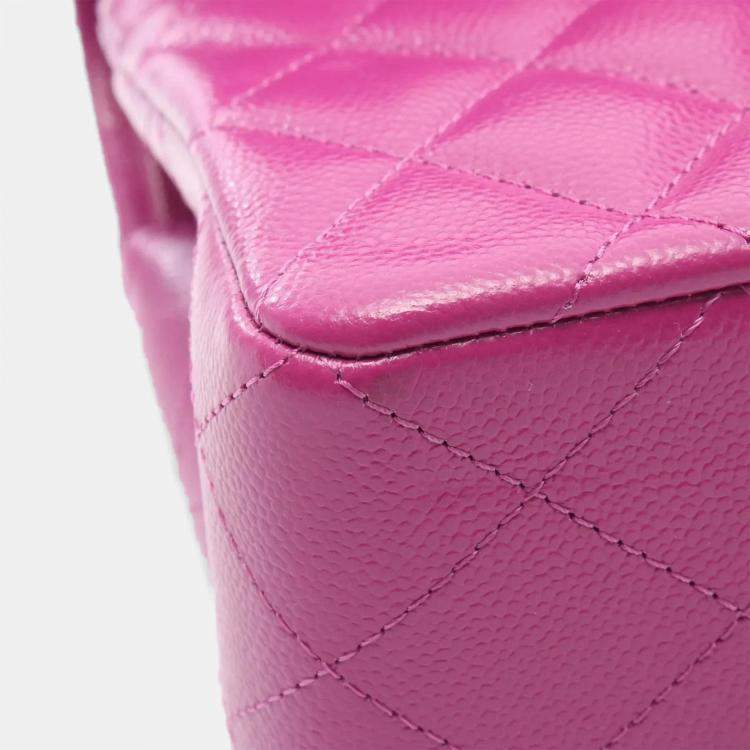 Pre Owned حقيبة شانيل كتف بالسلسلة فلاب مزدوج جلد العجل وردي ذهبية