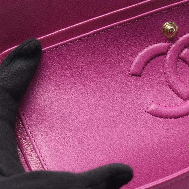 Pre Owned حقيبة شانيل كتف بالسلسلة فلاب مزدوج جلد العجل وردي ذهبية