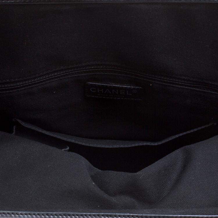 Pre Owned Chanel Black Quilted Leather Expandable Zip Around Frame Satchel