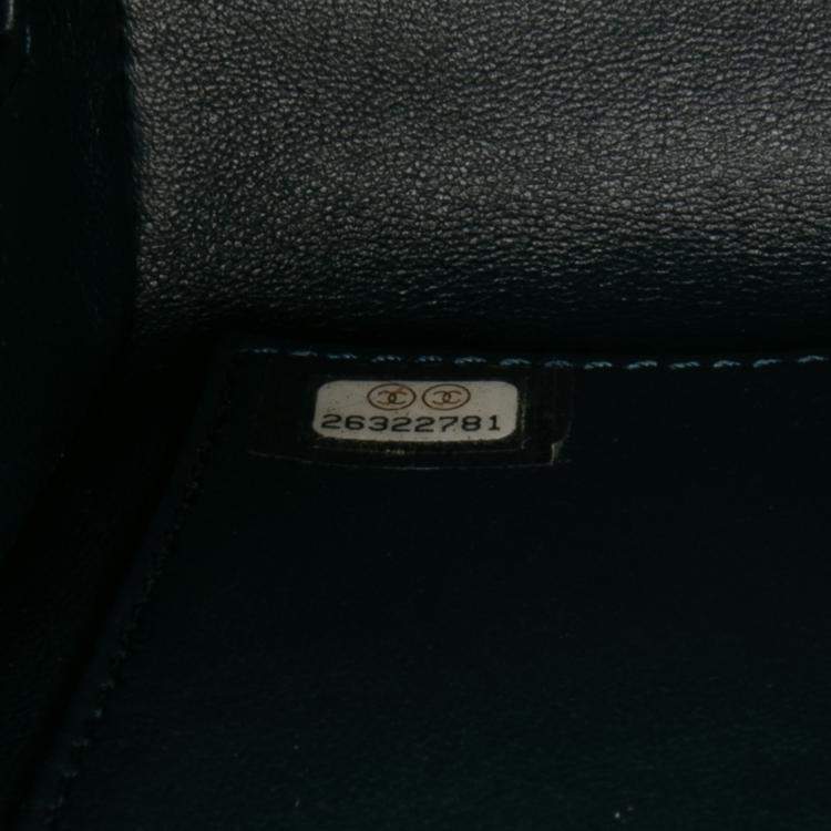 Pre Owned Chanel Green CC Chevron Calfskin Medal Flap