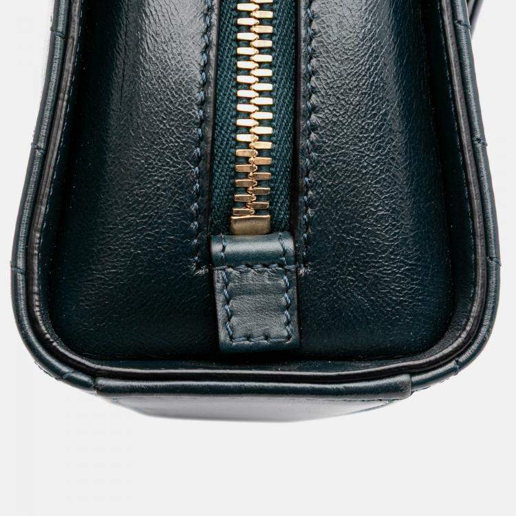 Pre Owned Chanel Green CC Chevron Calfskin Medal Flap