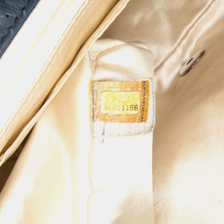 Pre Owned Chanel Navy Blue CC Quilted Perforated Aged Calfskin Flap