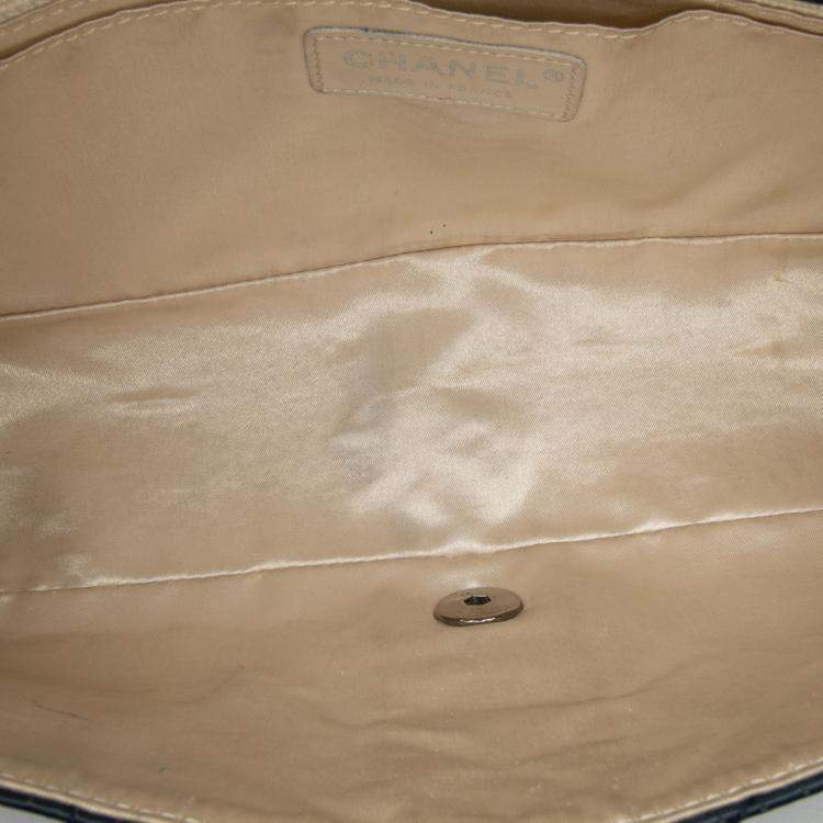 Pre Owned Chanel Navy Blue CC Quilted Perforated Aged Calfskin Flap