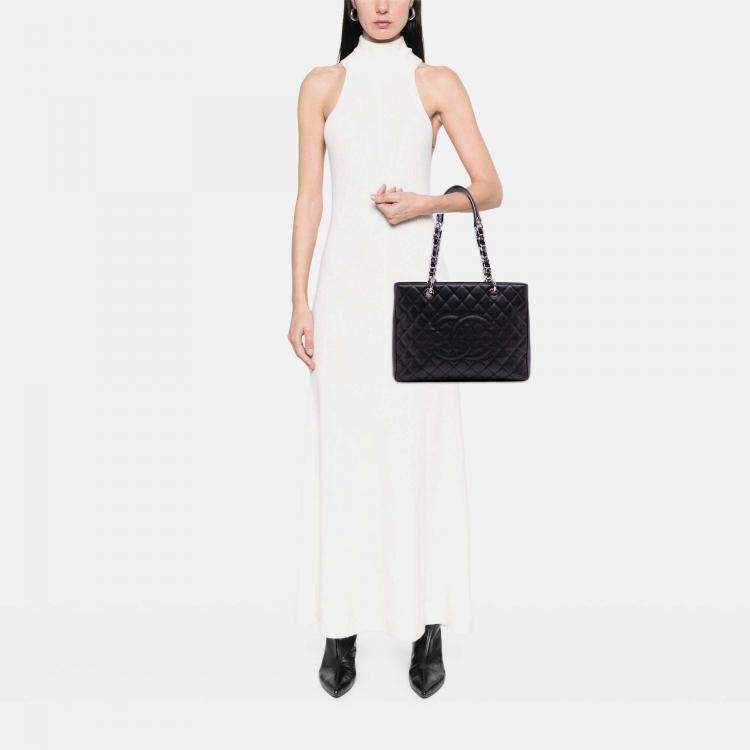 Pre Owned Chanel Black Caviar Grand Shopping Tote
