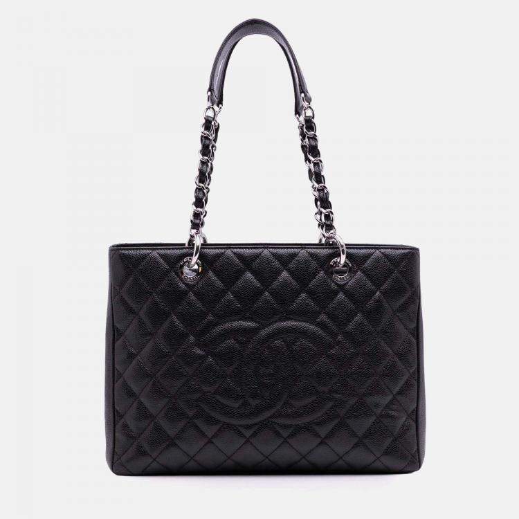 Pre Owned Chanel Black Caviar Grand Shopping Tote