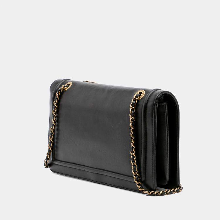 Pre Owned Chanel Black Lambskin CC Antico Flap Bag