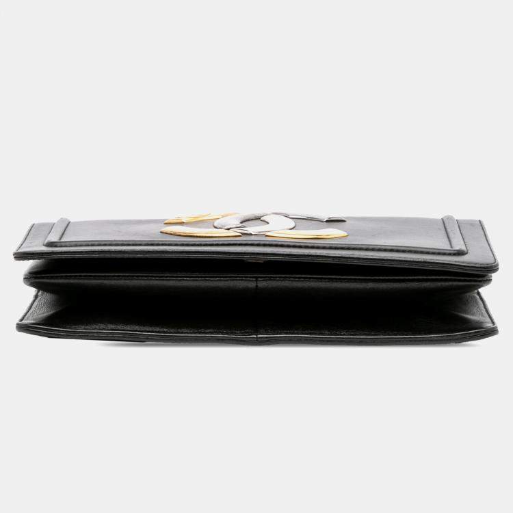 Pre Owned Chanel Black Lambskin CC Antico Flap Bag
