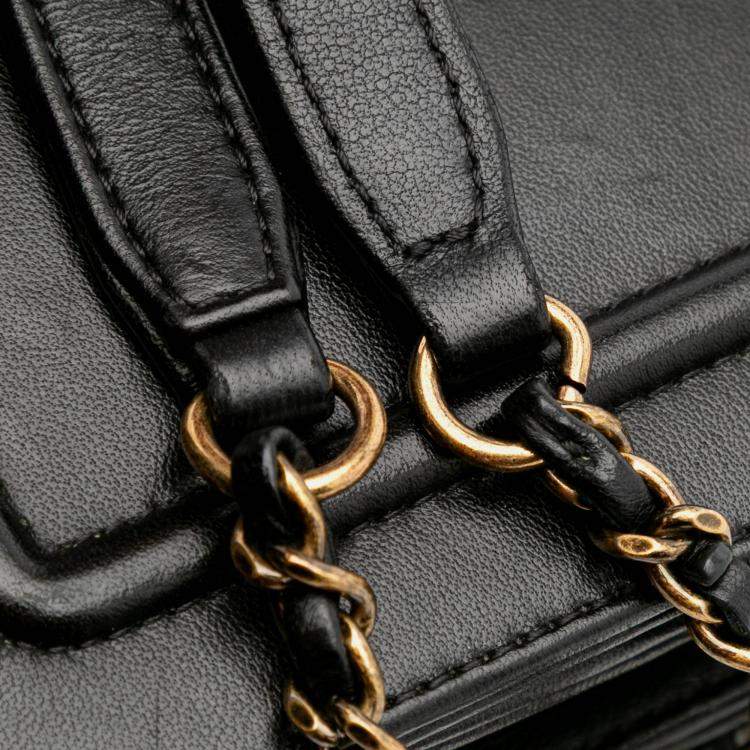 Pre Owned Chanel Black Lambskin CC Antico Flap Bag