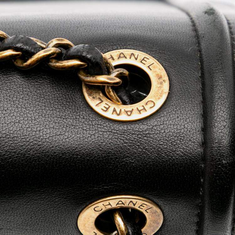 Pre Owned Chanel Black Lambskin CC Antico Flap Bag
