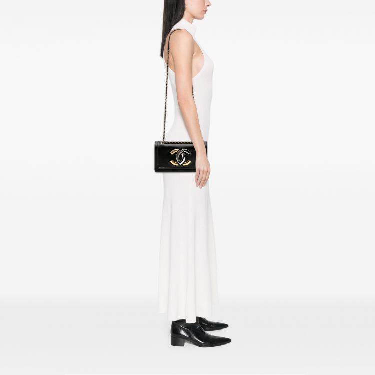 Pre Owned Chanel Black Lambskin CC Antico Flap Bag
