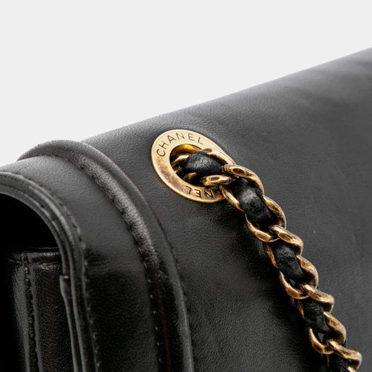 Pre Owned Chanel Black Lambskin CC Antico Flap Bag