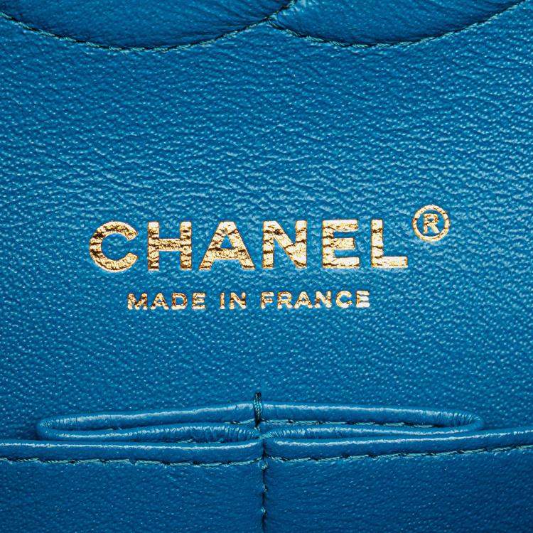 Pre Owned Chanel Blue Medium Classic Caviar Double Flap