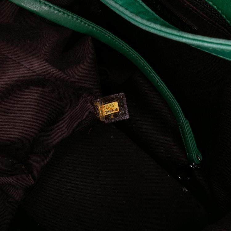 Pre Owned Chanel Black Green CC Quilted Lambskin Country Club Tote