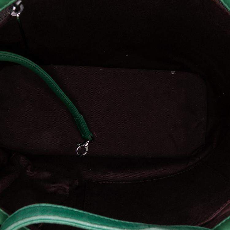 Pre Owned Chanel Black Green CC Quilted Lambskin Country Club Tote