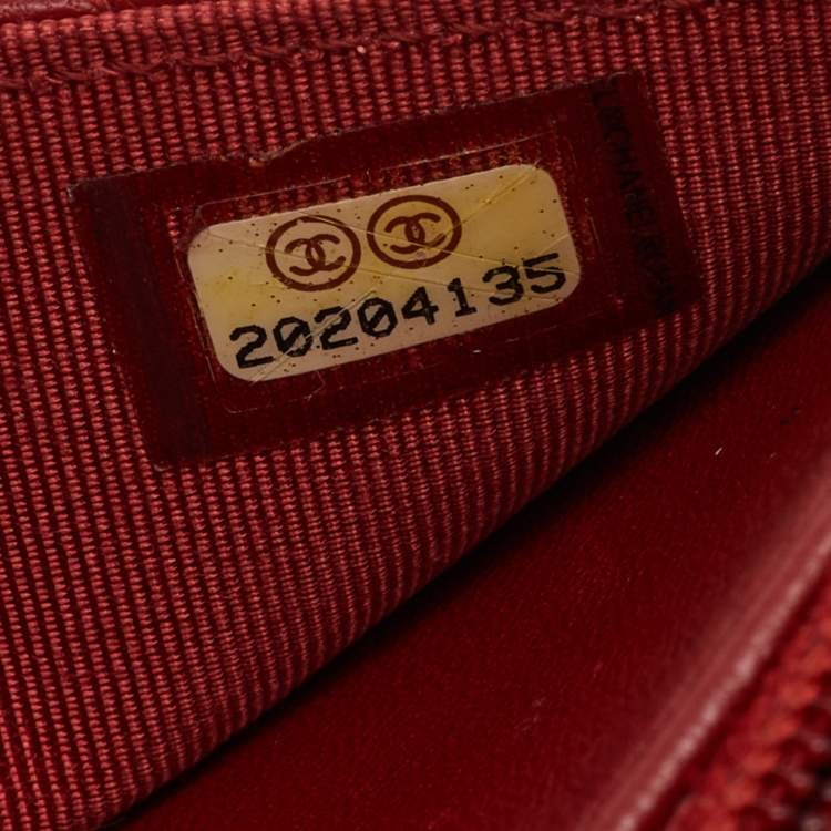 Pre Owned Chanel Red Quilted Leather Classic Wallet on Chain