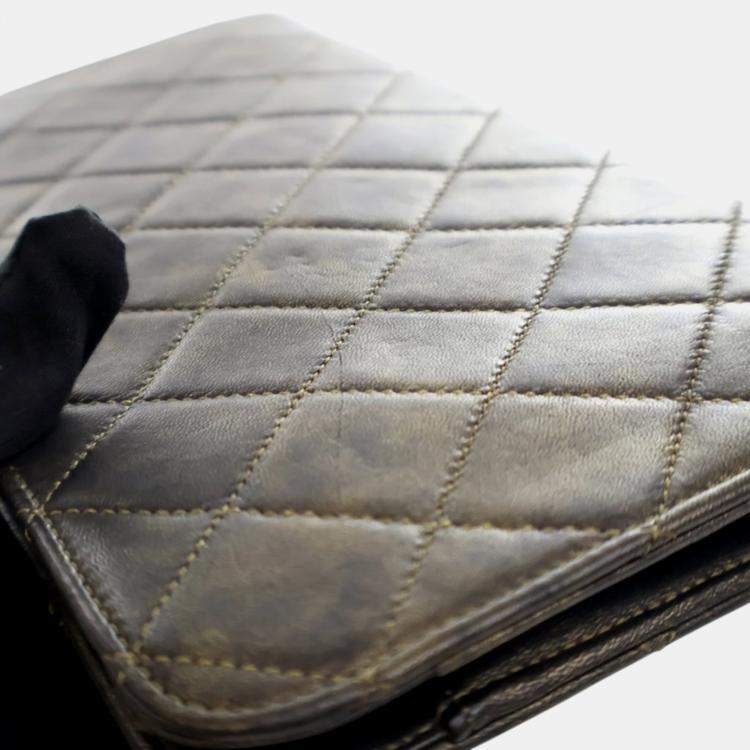 Pre Owned Chanel Black Metallic Lambskin CC Chain Fringe Clutch