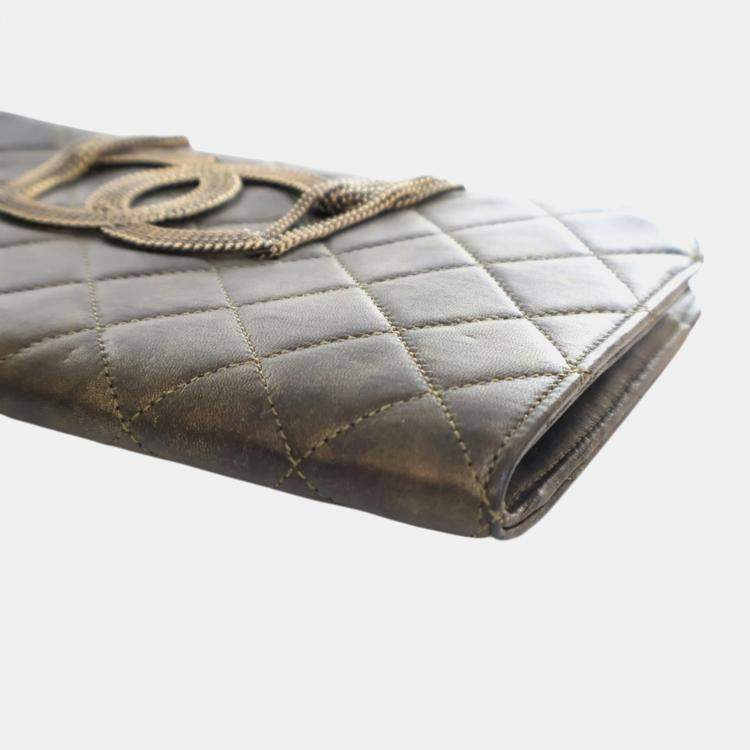 Pre Owned Chanel Black Metallic Lambskin CC Chain Fringe Clutch