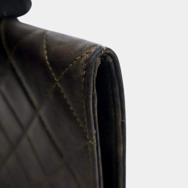 Pre Owned Chanel Black Metallic Lambskin CC Chain Fringe Clutch