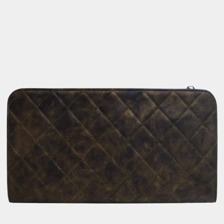 Pre Owned Chanel Black Metallic Lambskin CC Chain Fringe Clutch