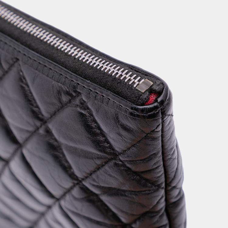 Pre Owned Chanel Black Medium Aged Calfskin Gabrielle O Case Clutch