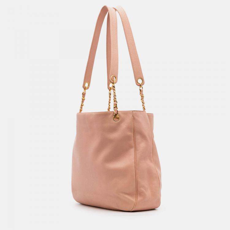 Pre Owned Chanel Pink CC Caviar Chain Tote