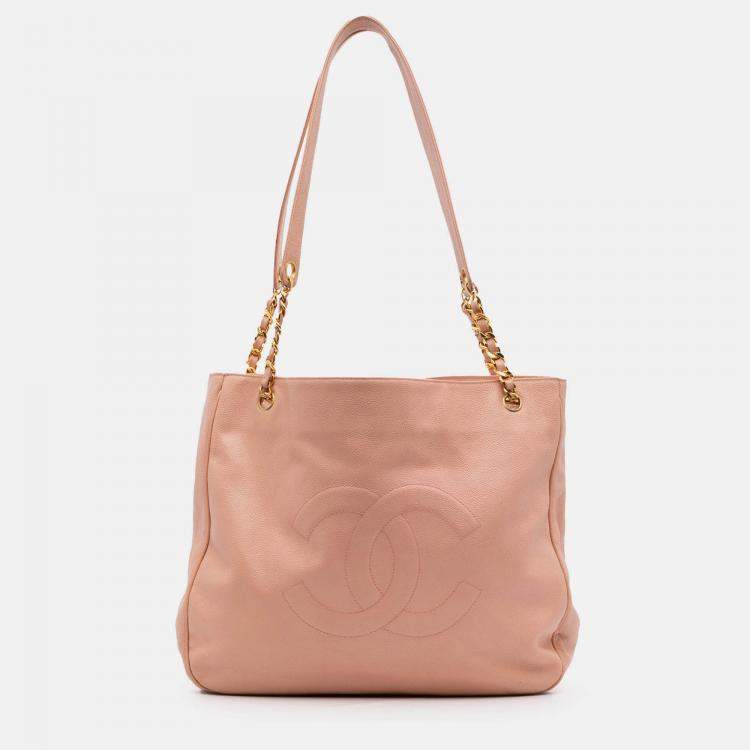 Pre Owned Chanel Pink CC Caviar Chain Tote