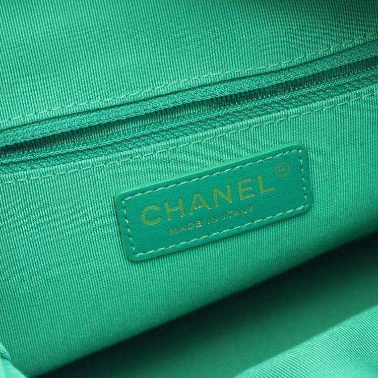Pre Owned Chanel Green Lambskin Hobo Bag