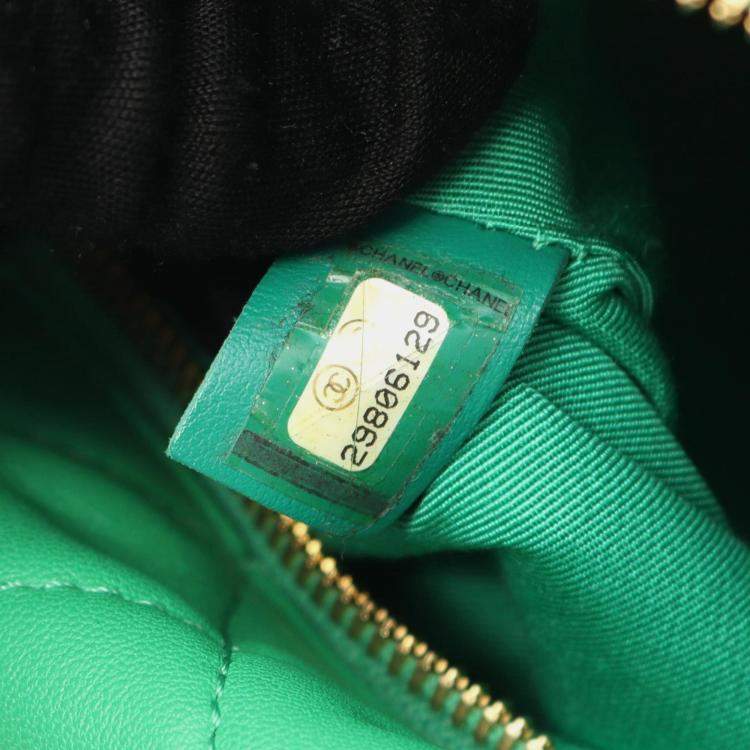 Pre Owned Chanel Green Lambskin Hobo Bag