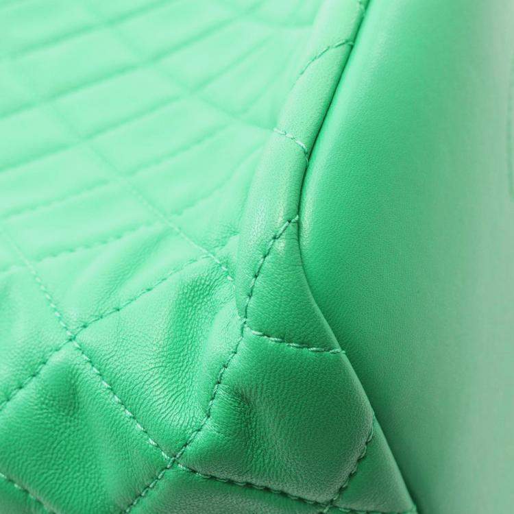 Pre Owned Chanel Green Lambskin Hobo Bag
