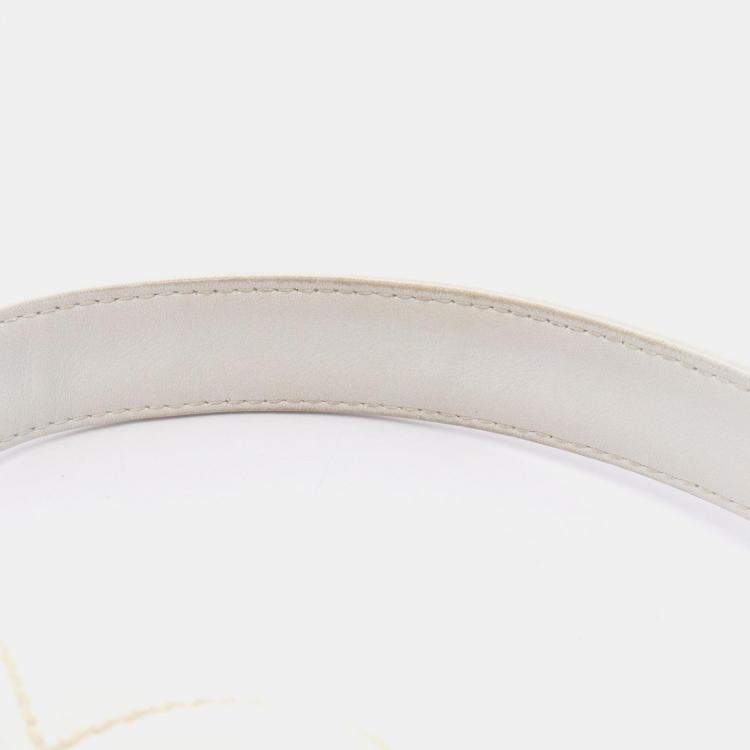 Pre Owned Chanel Wild Stitch White Leather Top Handle Bag