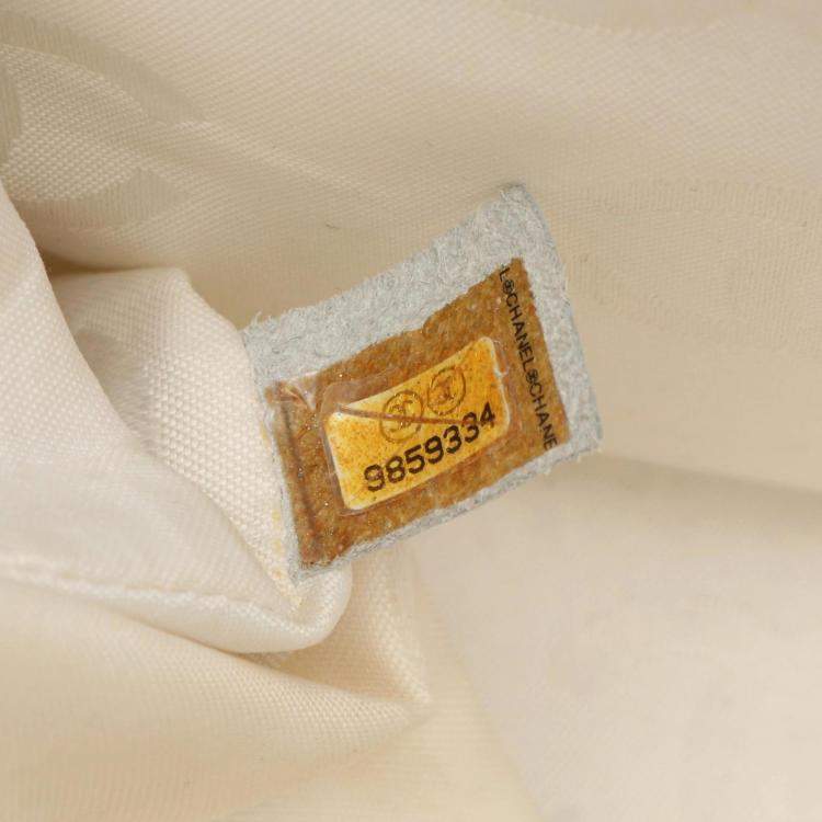 Pre Owned Chanel Wild Stitch White Leather Top Handle Bag