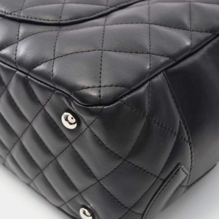 Pre Owned Chanel Cambon Ligne Black Patent Leather Bowling Bag