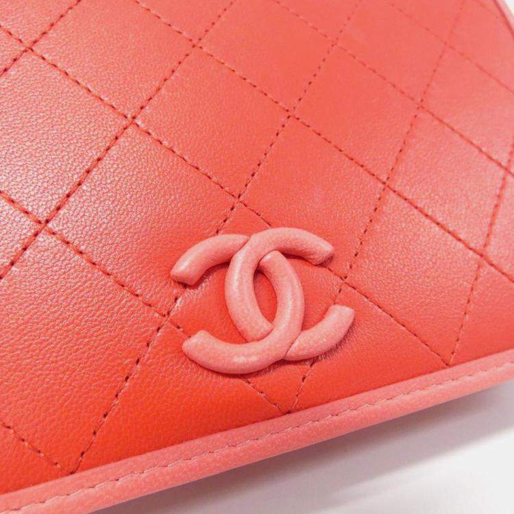 Pre Owned Chanel Pink, Red Leather Chain Wallet