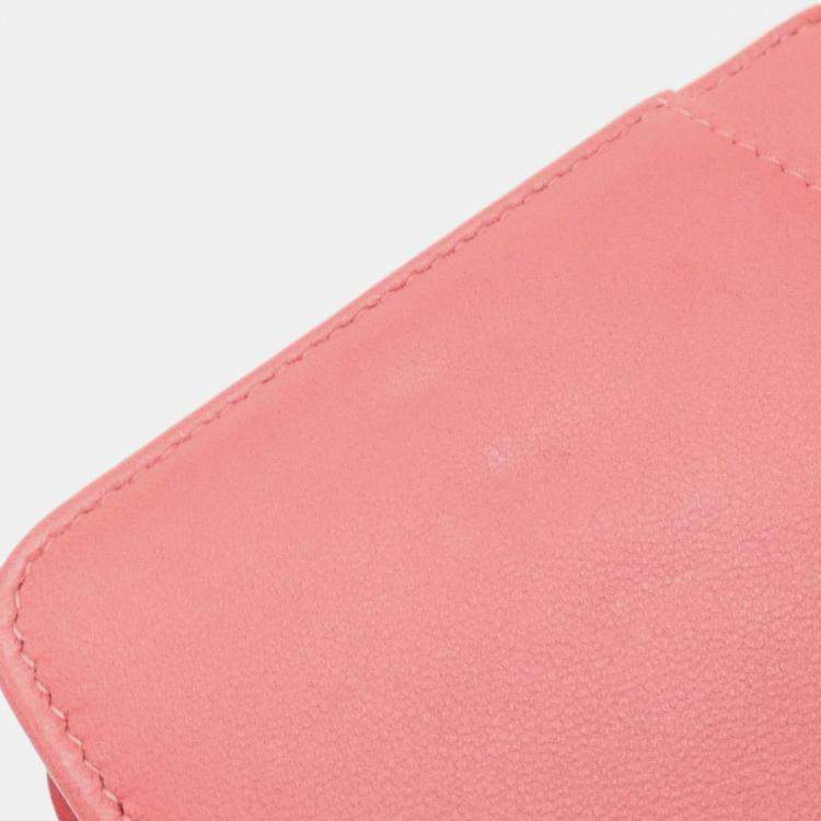 Pre Owned Chanel Pink, Red Leather Chain Wallet