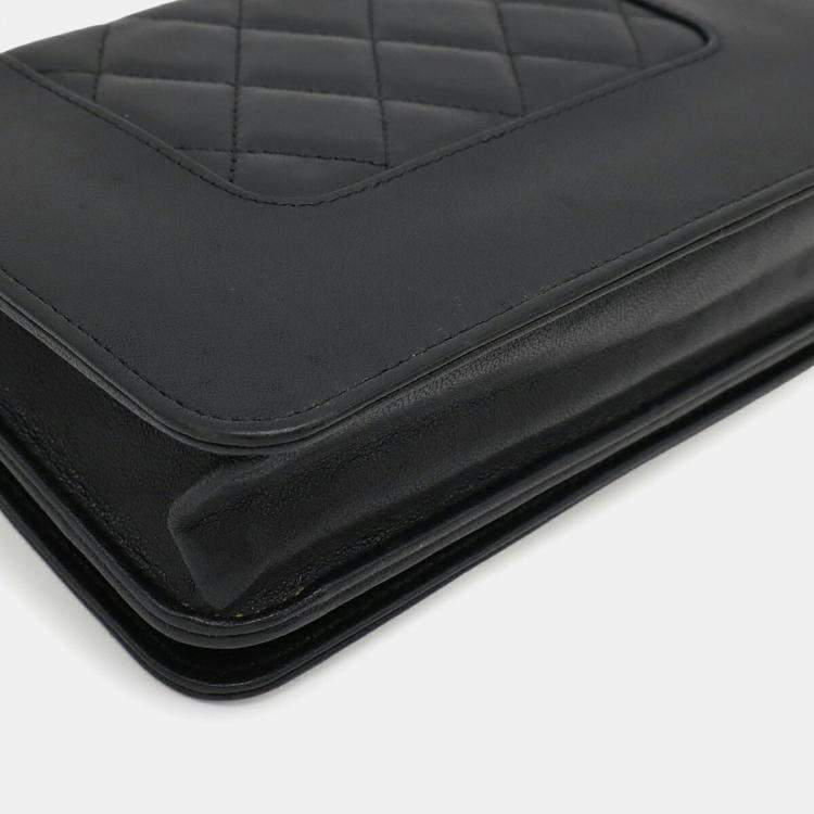 Pre Owned Chanel Mademoiselle Black Leather Chain Wallet