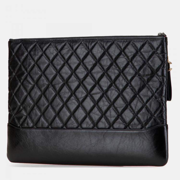 Pre Owned Chanel Large Aged Calfskin Gabrielle O Case Clutch