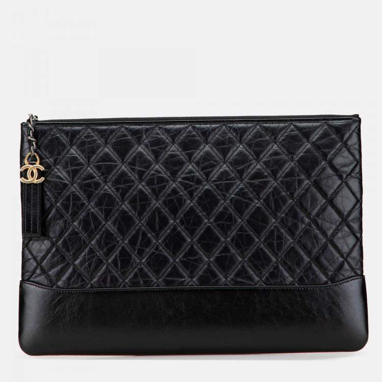 Pre Owned Chanel Large Aged Calfskin Gabrielle O Case Clutch