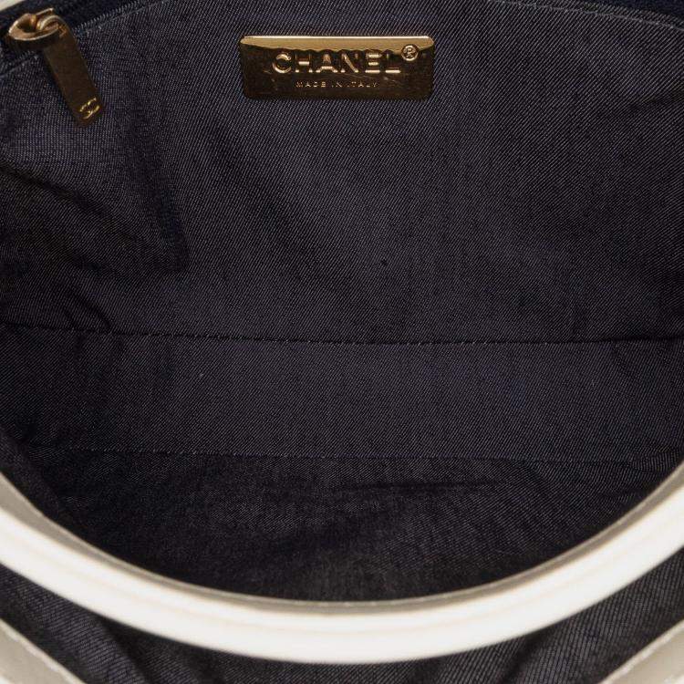 Pre Owned Chanel White Crumpled Calfskin En Vogue Rope Flap