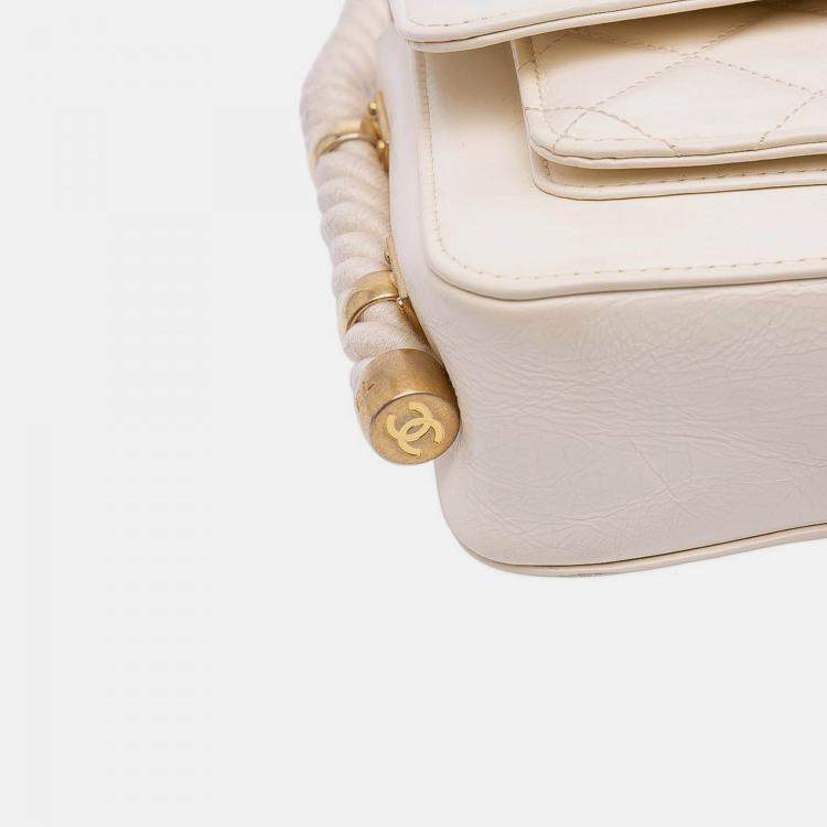 Pre Owned Chanel White Crumpled Calfskin En Vogue Rope Flap