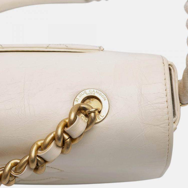Pre Owned Chanel White Crumpled Calfskin En Vogue Rope Flap