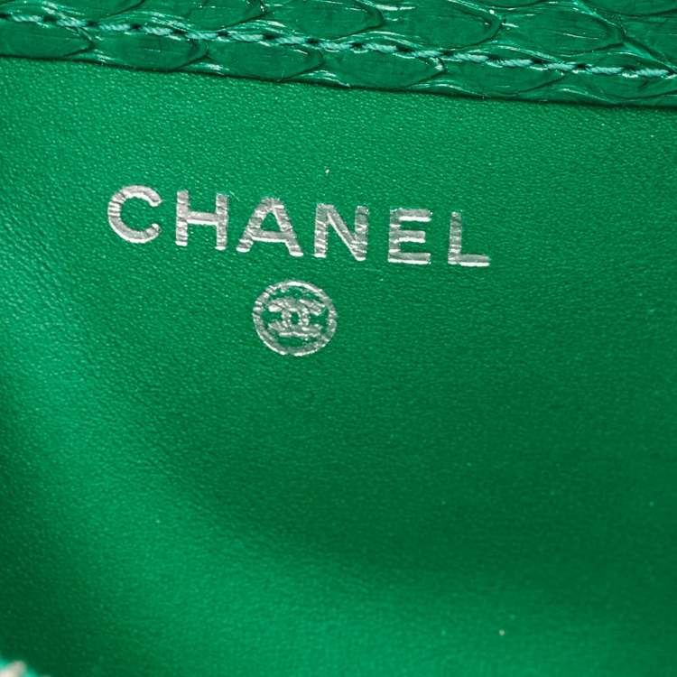 Pre Owned Chanel Green Python O Phone Pouch with Chain