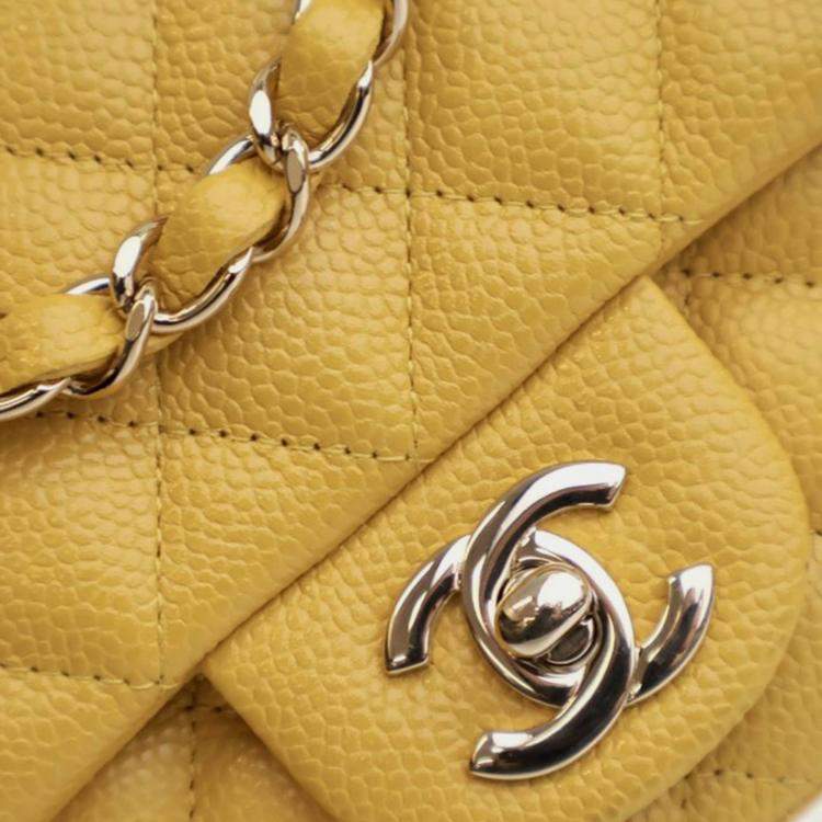 Pre Owned Chanel Mini Square Classic Caviar Single Flap