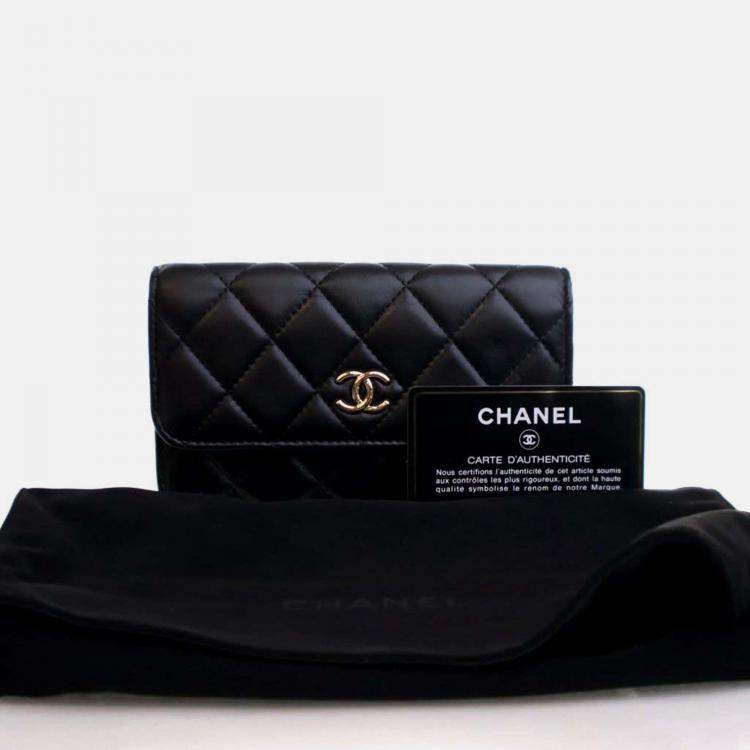 Pre Owned Chanel Maxi Pearls Mini Black Lambskin Clutch On Chain 