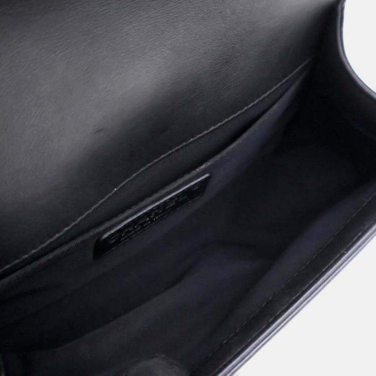 Pre Owned Chanel Boy Small Black Patent Leather Shoulder Bag